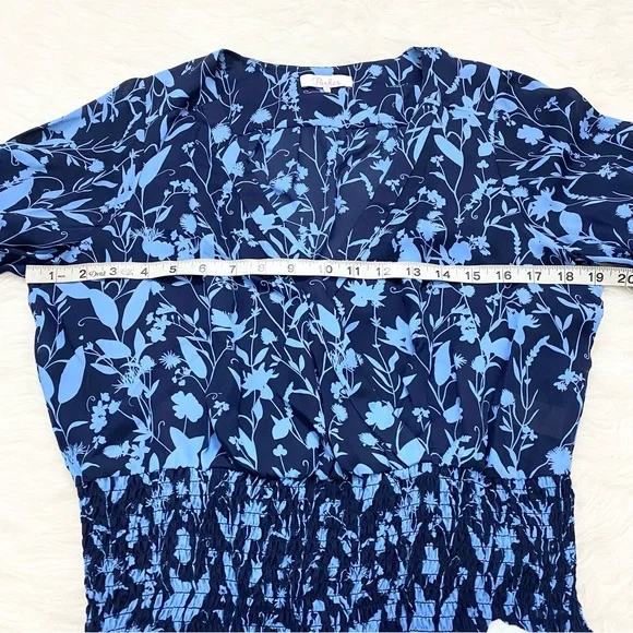 PARKER Floral V-Neck Blue Blouse - Picture 3 of 4